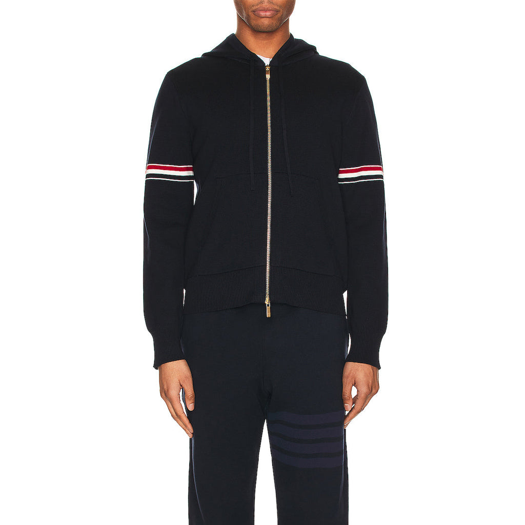 Rainbow Stripe Hoodie - Premium Athletic Zip - Up | Thom Browne