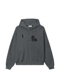 izzue logo-print panelled hoodie