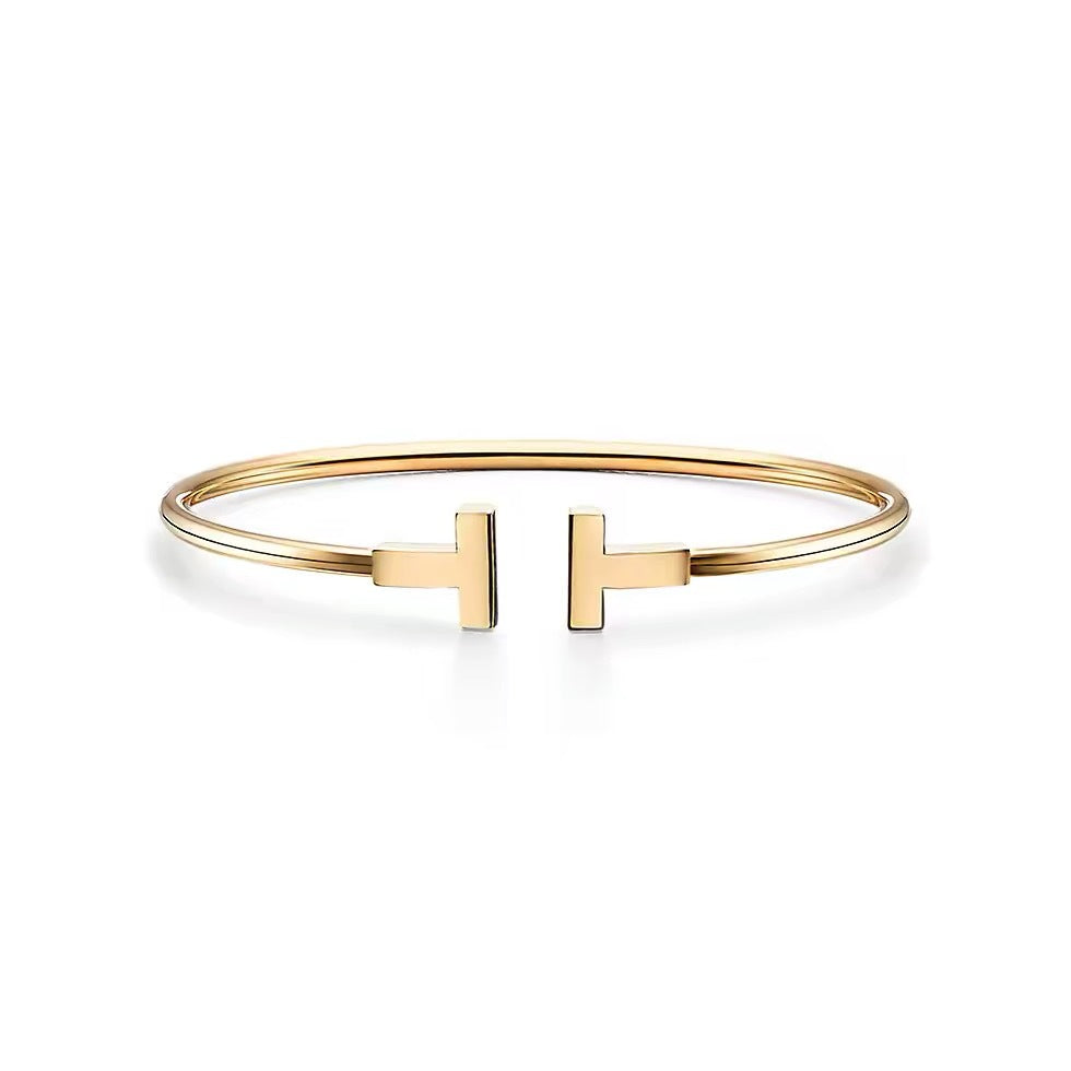 Tiffany Style T Motif Cubic Zirconia Bangle