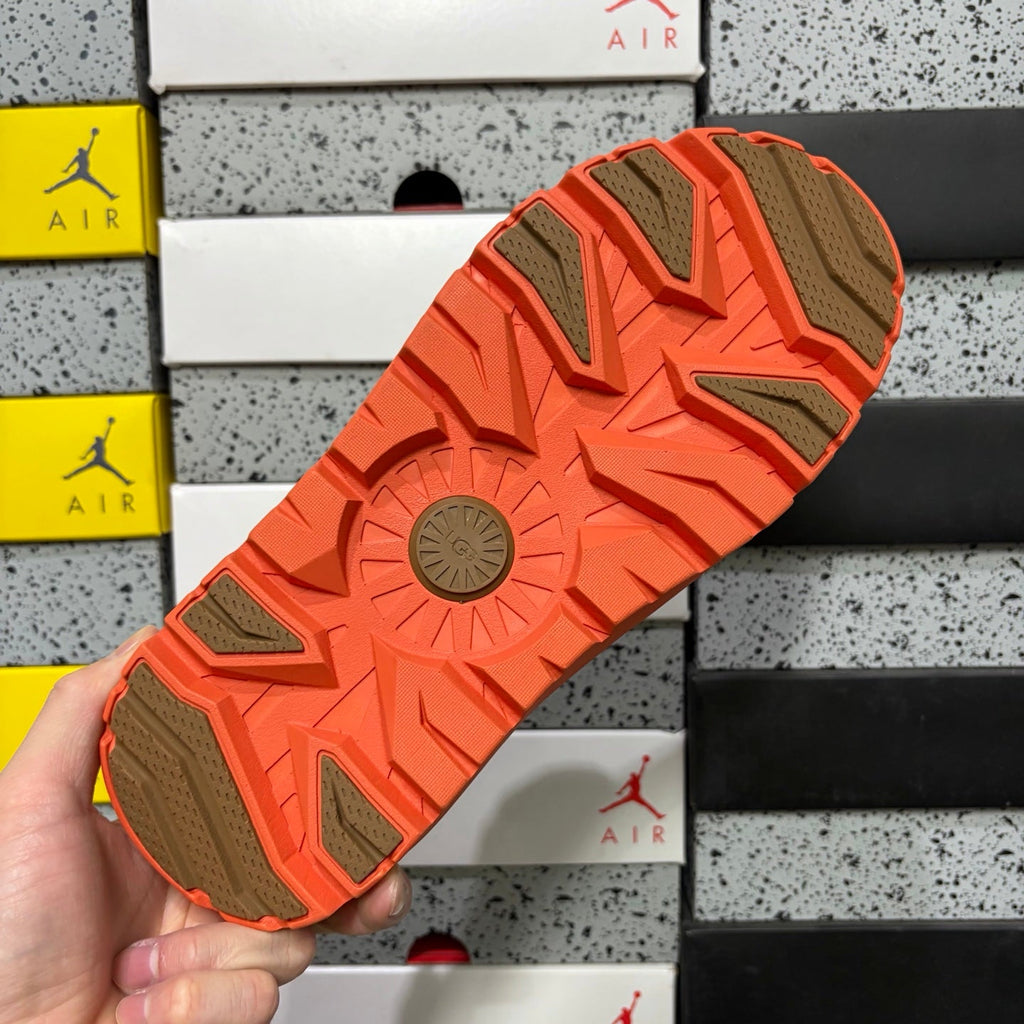 UGG Neumeel Deco Slip-On – Suede Moccasin Sneaker with Orange Lug Sole & Drawstring Collar in Chestnut