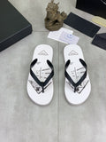 Prada Black Strap White Flip Flops